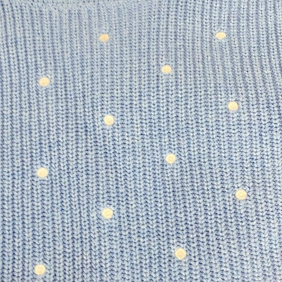 Elle Womens Swiss Dot Pullover Sweater Blue White Long Sleeve Cable Knit XL - Picture 4 of 4